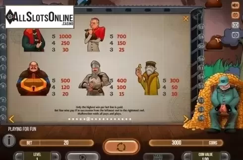 Paytable. Golden Shot from Fugaso