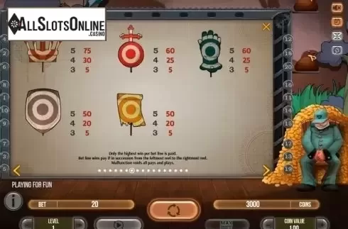 Paytable 2. Golden Shot from Fugaso