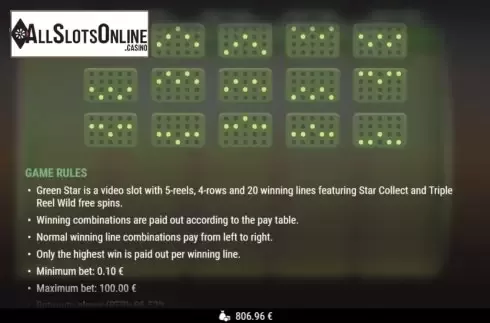 Paylines. Green Star from PAF