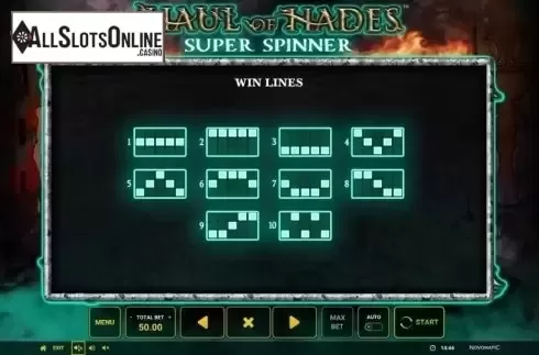 Paylines. Haul of Hades - Super Spinner from Greentube