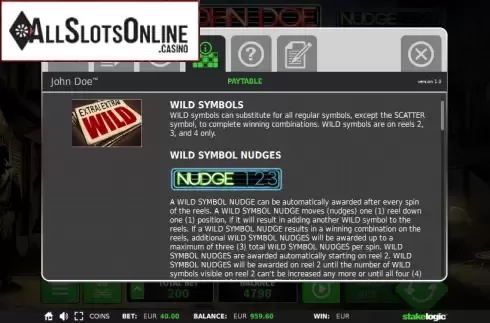 Paytable 1. John Doe from StakeLogic