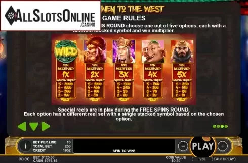 Paytable 1. Journey to the West (The Games Company) from The Games Company