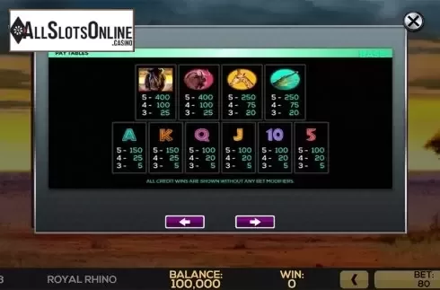 Paytable . Legacy of Cleopatra's Palace from High 5 Games