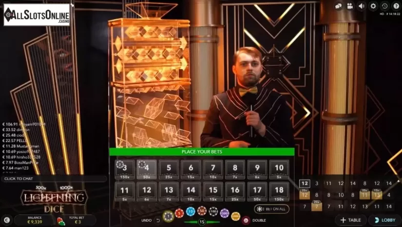 Game Screen 1. Lightning Dice from Evolution Gaming
