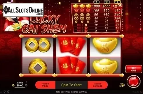 Reels screen. Lucky Cai Shen from Spadegaming