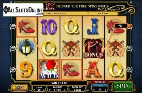 Win Screen . Lucky Tango from Leander Games