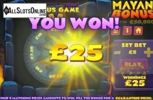 Bonus Win. Mayan Bonus from Instant Win Gaming