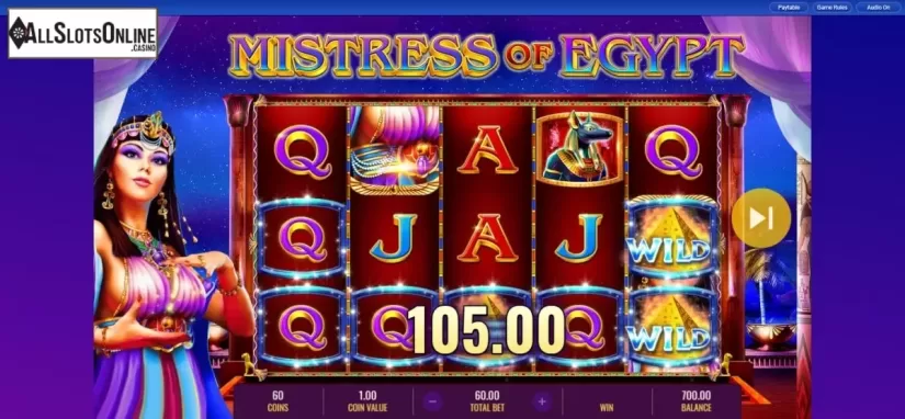 Win screen. Mistress of Egypt from IGT