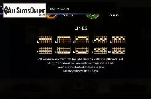 Pay Lines screen