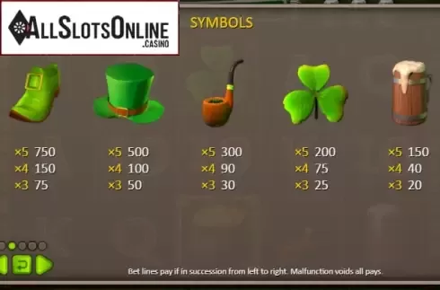 Paytable 2. Patrick's Pub from Booongo