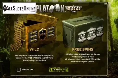 Game features. Platoon Wild from iSoftBet