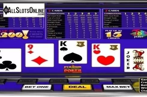 Game Screen. Pyramid Joker Poker (Betsoft) from Betsoft