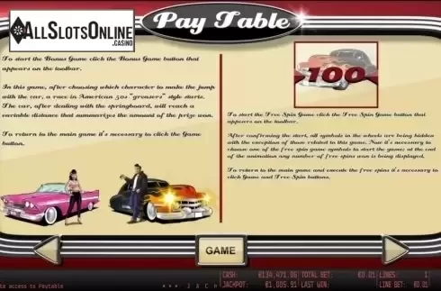 Paytable 3. Rockabillions HD from World Match