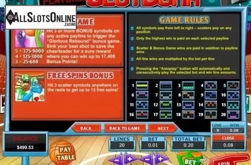 Paytable 2. Slot Dunk from Pragmatic Play