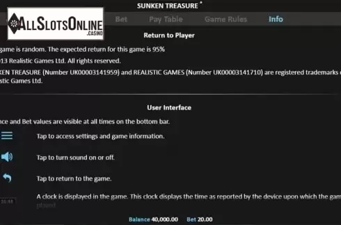 Paytable 4. Sunken Treasure Pull Tab from Realistic