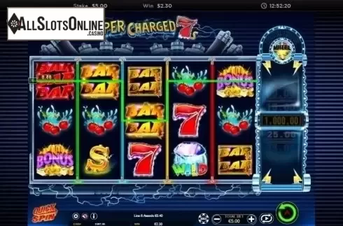 Win Screen. Super Charged 7s from Ainsworth