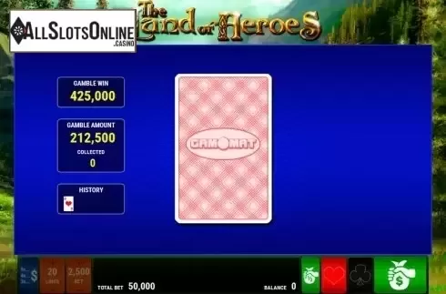 Gamble screen. The Land of Heroes from Bally Wulff