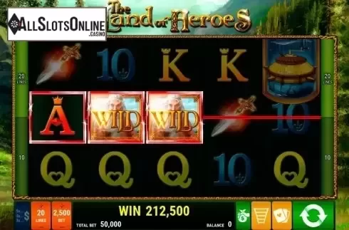 Wild Win screen. The Land of Heroes from Bally Wulff