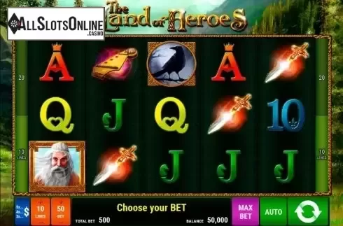 Reels screen. The Land of Heroes from Bally Wulff