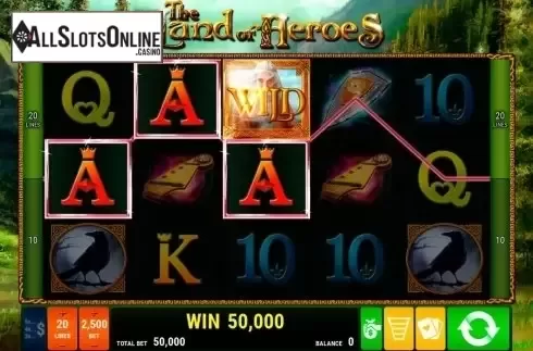 Win screen. The Land of Heroes from Bally Wulff