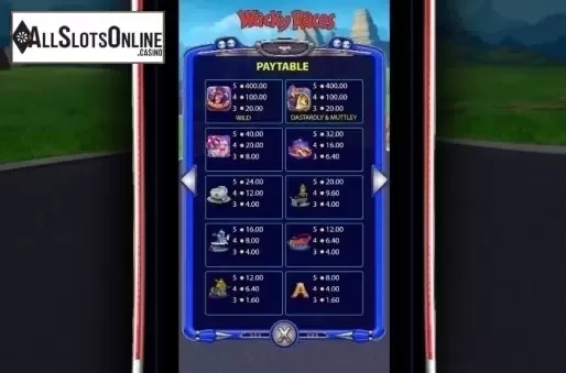 Paytable 1. Wacky Races from WMS