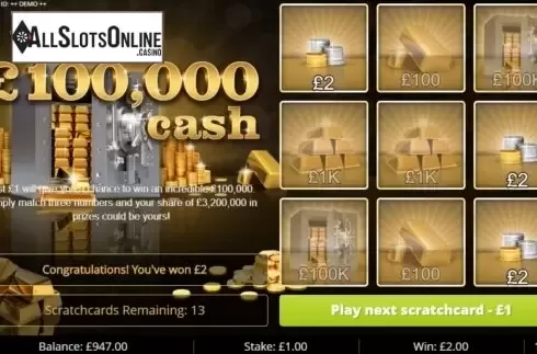 Win Screen 3. 100k Cash from Gluck Games