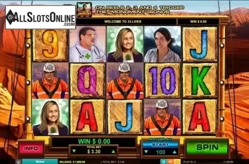 Reel screen. 33 Lives from Leander Games