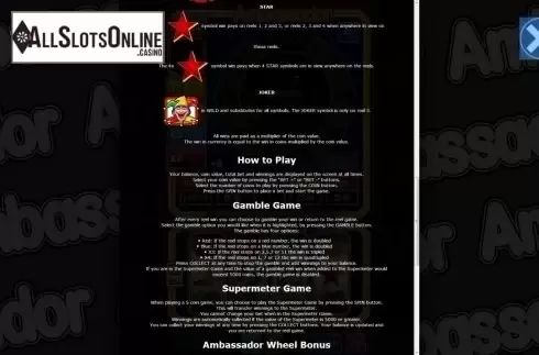 Paytable 3. Ambassador from Betdigital