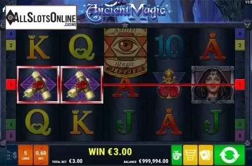 Win screen. Ancient Magic from Gamomat