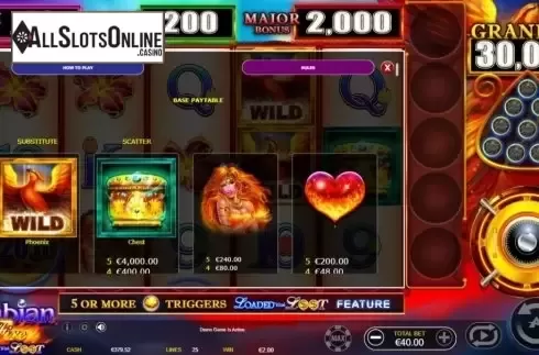 Paytable 1. Arabian Fire from Ainsworth