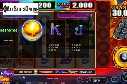 Paytable 3. Arabian Fire from Ainsworth