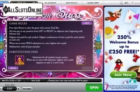 Paytable 3. Ballroom Stars from Gamesys