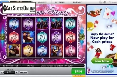 Game Workflow screen. Ballroom Stars from Gamesys