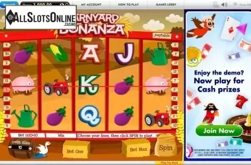Game Workflow screen. Barnyard Bonanza (Gamesys) from Gamesys