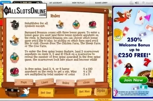 Paytable 3. Barnyard Bonanza (Gamesys) from Gamesys