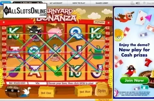Game Workflow screen (Betway). Barnyard Bonanza (Gamesys) from Gamesys