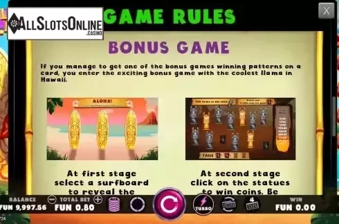 Bonus game screen