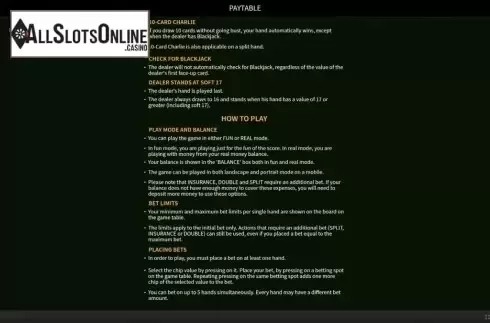 Info 3. Blackjack (Skywind Group) from Skywind Group