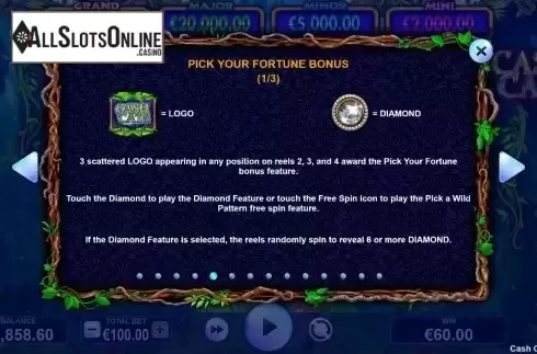 Pick bonus screen