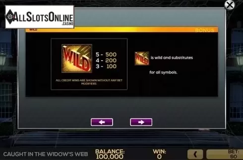 Paytable 3. Caught in the Widow's Web from High 5 Games