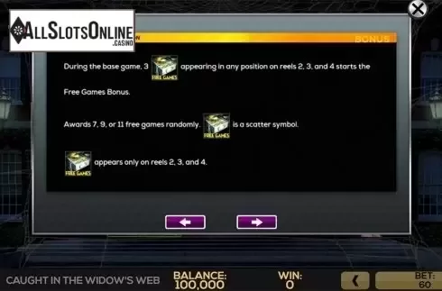Paytable . Caught in the Widow's Web from High 5 Games