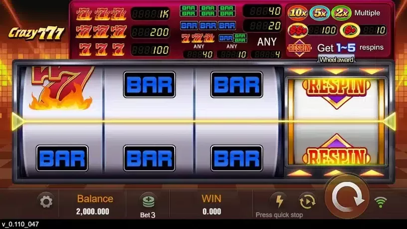 Crazy 777 slot screenshot 1