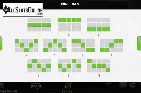 Pay Lines screen