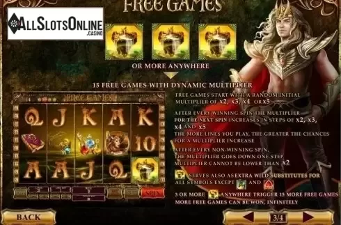 FreeSpin Description screen. Dragon Kingdom (Playtech) from Playtech