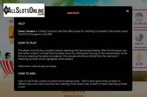 Game Rules screen