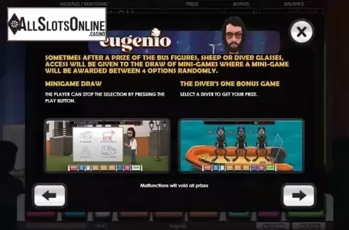 Bonus games screen