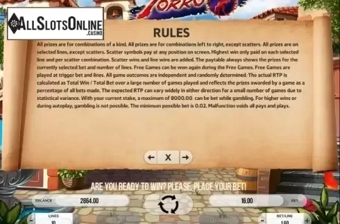 Paytable 3. Forro from Fugaso