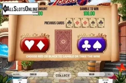 Risk (Double up) game screen. Forro from Fugaso