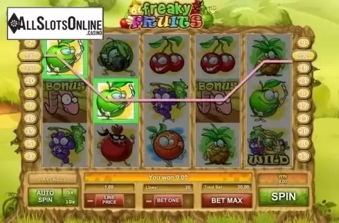 Win Screen . Freaky Fruits from Skywind Group
