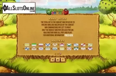 Paylines. Freaky Fruits from Skywind Group